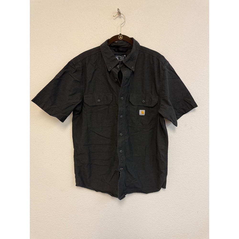 Carhartt Mens Loose Fit Short Sleeve Button Up Work Shirt Black TW4369-M Medium